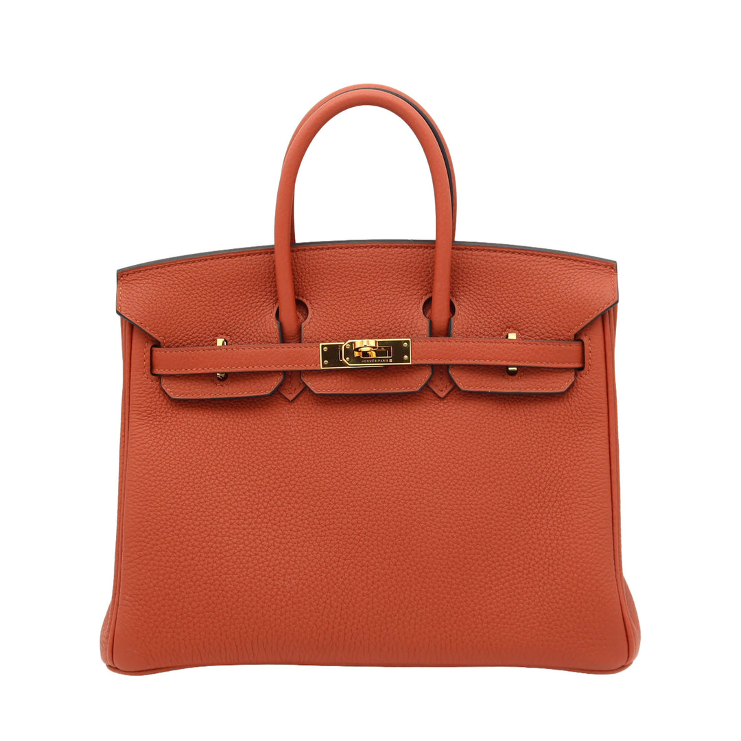 HERMES 愛馬仕 Birkin 25 6C紅銅色 Togo皮 金扣 X 刻印 - GINZA CELIA