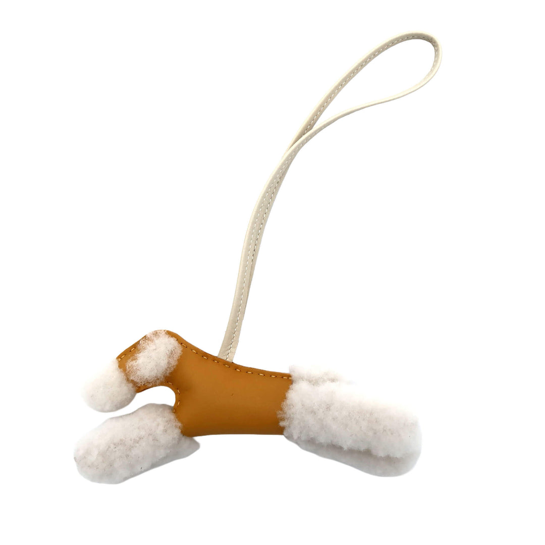 HERMES 艾美 挂件 Budy 派尤 10奶昔白 Agneau Milo 羔羊皮 K刻