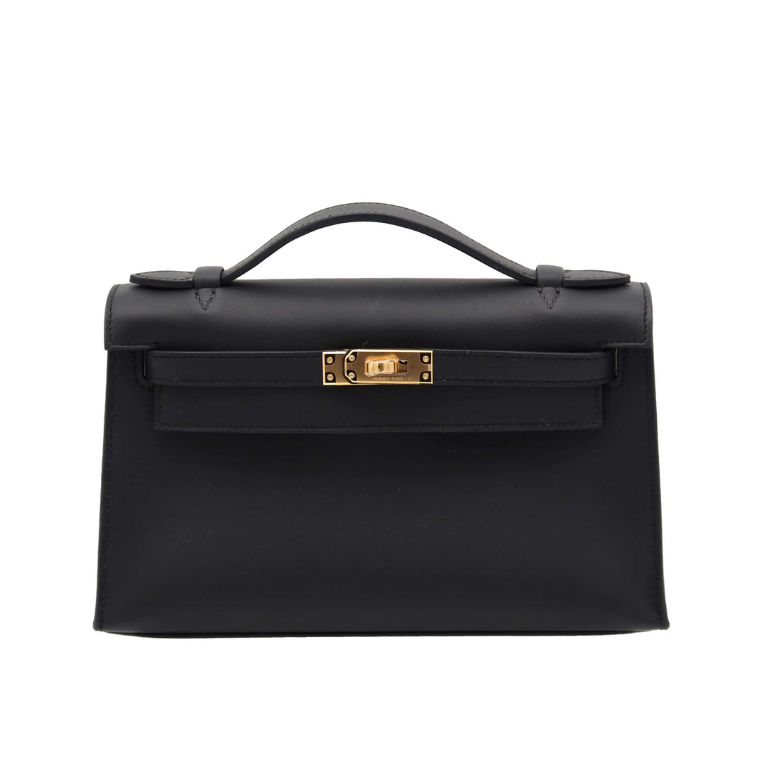 HERMES 愛馬仕Kelly 黑色 Swift皮 金扣 W刻 - GINZA CELIA