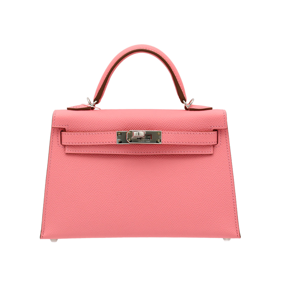 HERMES 艾美   Mini Kelly II 1Q奶昔粉 Epsom皮 銀扣 K刻 - GINZA CELIA