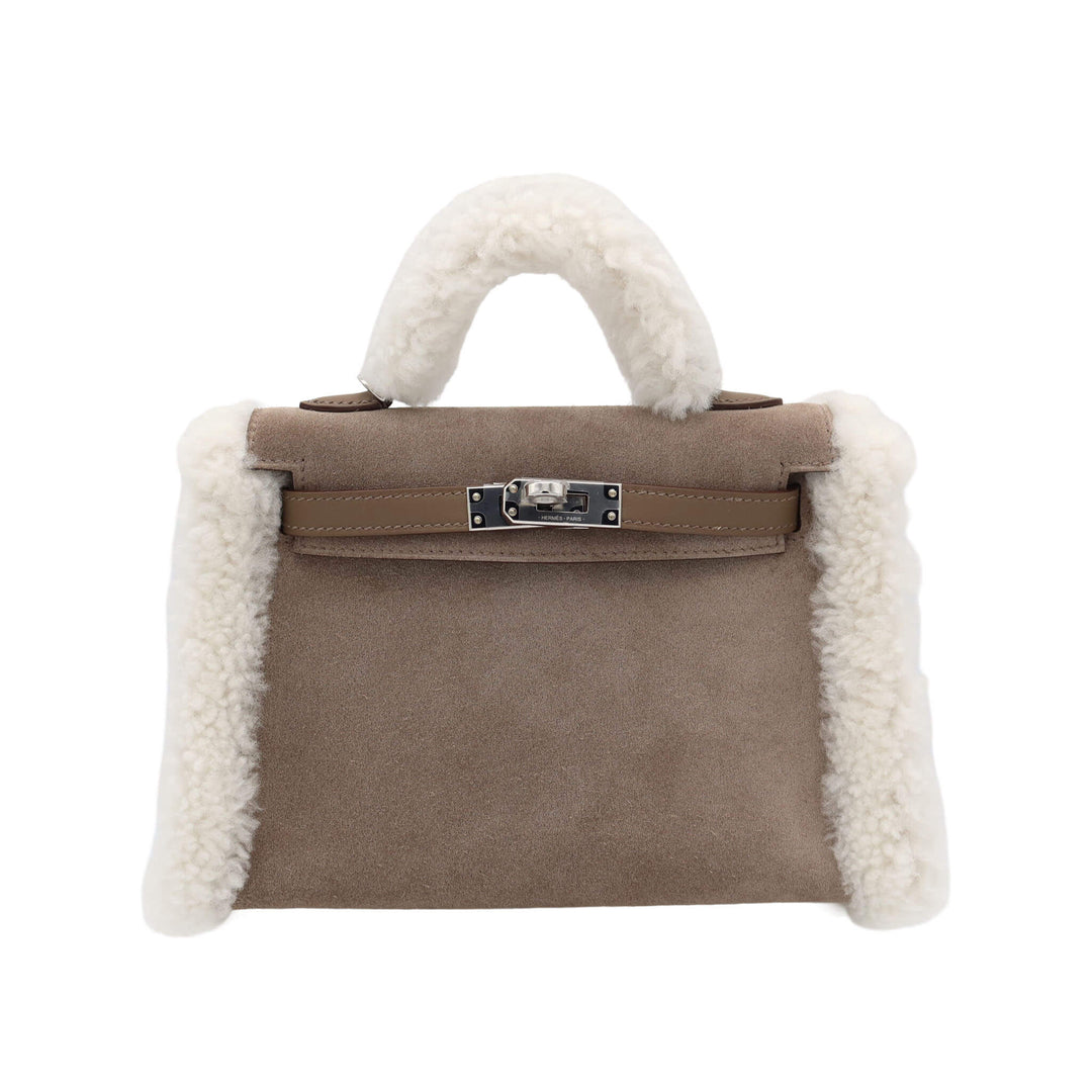 HERMES 愛馬仕Kelly Teddy 灰鵝絨 Ecru色 18大象灰 灰熊皮 Swift皮 羊羔皮 銀扣 K刻 - GINZA CELIA