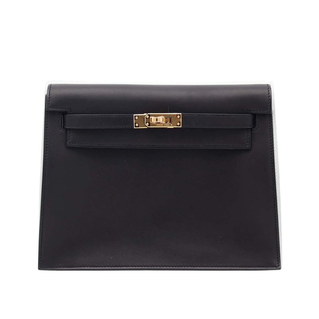 HERMES 愛馬仕 Kelly 黑色 Voluptue 金扣 K刻